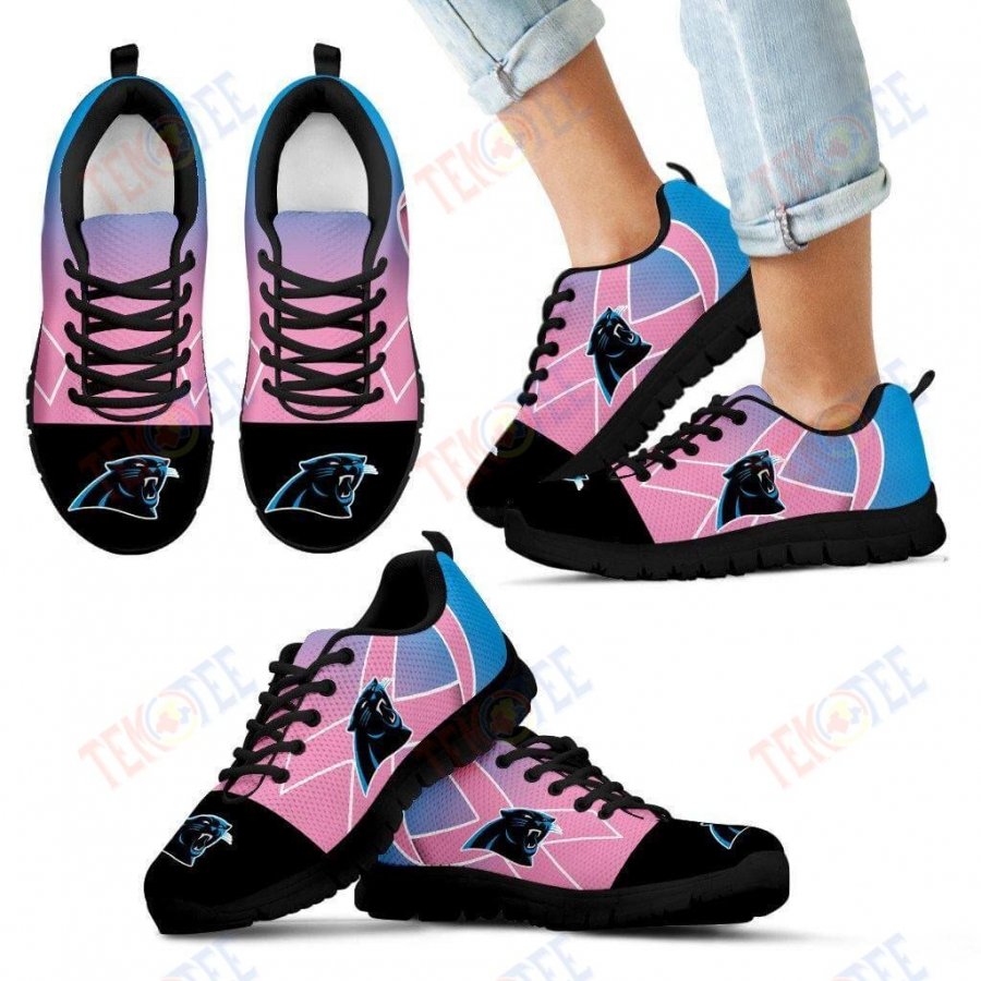 Mens Womens Carolina Panthers Sneakers Cancer Pink Ribbon Sneaker Running Shoes For Men Women TDT229