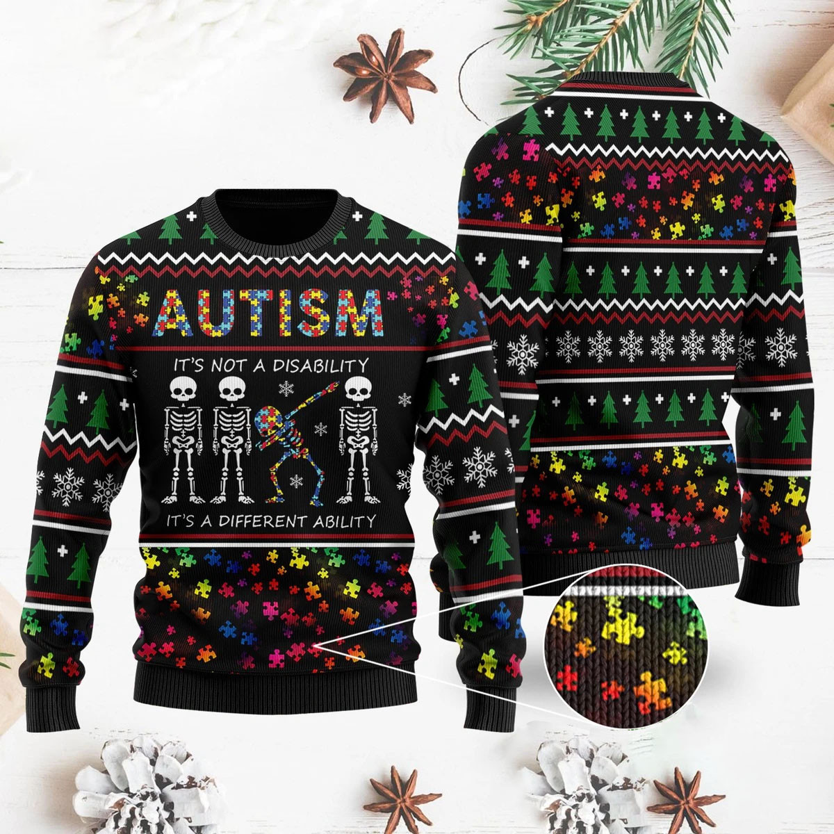 Autism Is Not Disability Ugly Christmas Sweater