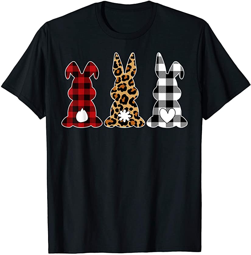 Leopard Cheetah Plaid Bunny Rabbit Funny Easter Holiday T-Shirt