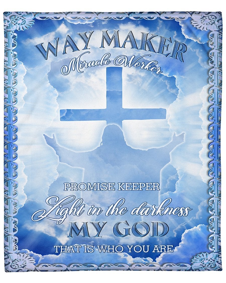 Way Maker Miracle Worker Promise Keeper Light In The Darkness Fleece Blanket Gift Family