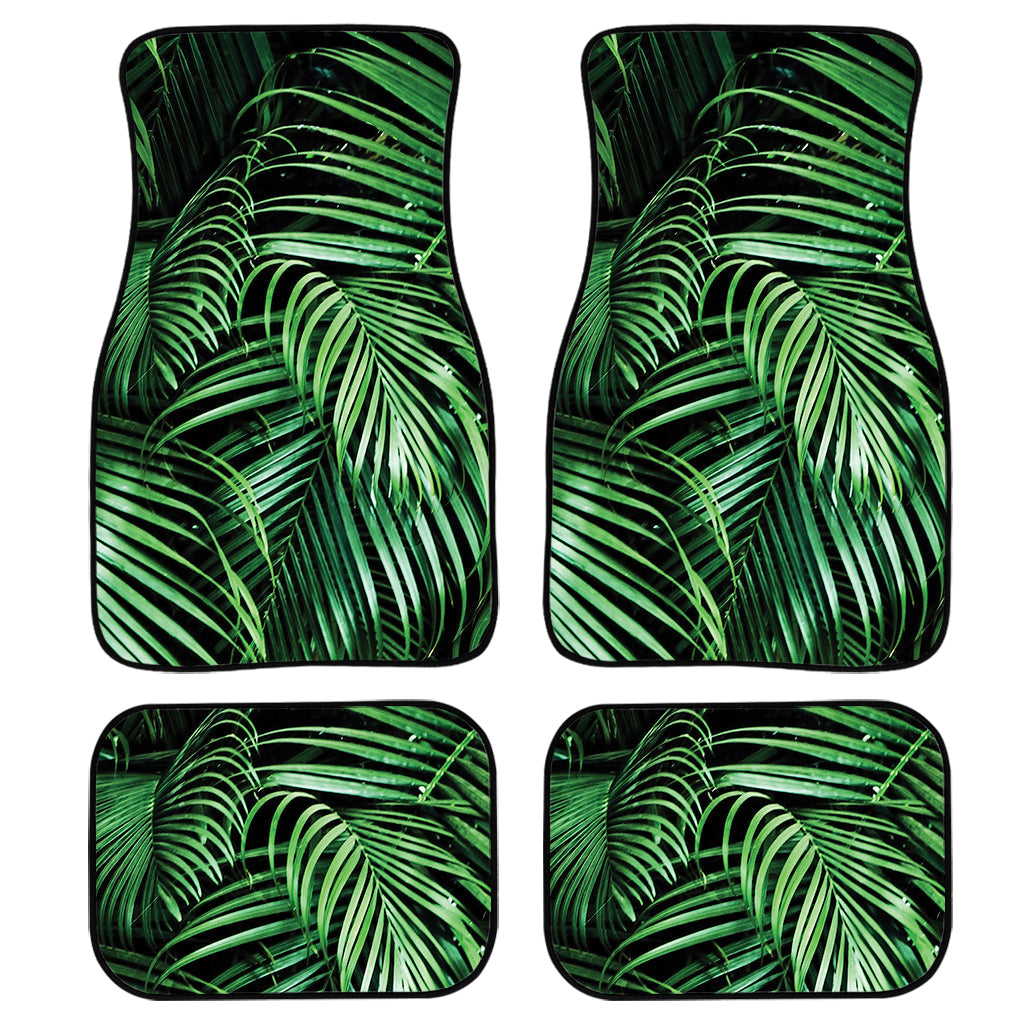 Tropical Palm Leaf Print Front And Back Car Floor Mats, Front Car Mat