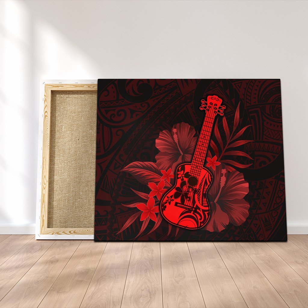 Hawaiian – Hawaii Ukulele Flower Canvas – Red – AH – J4C