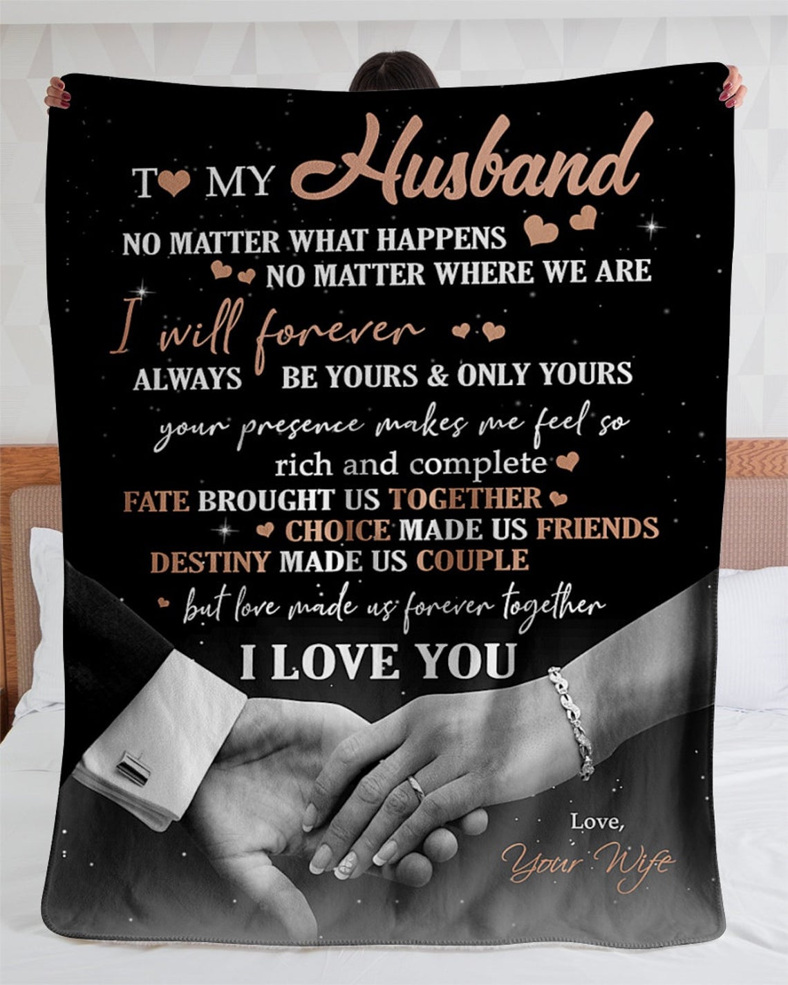 To My Husband Destiny Made Us Couple Fleece Blanket Gift For Family,Birthday,Couple,Husband Gift Home Decor Bedding Couch Sofa Soft And Comfy