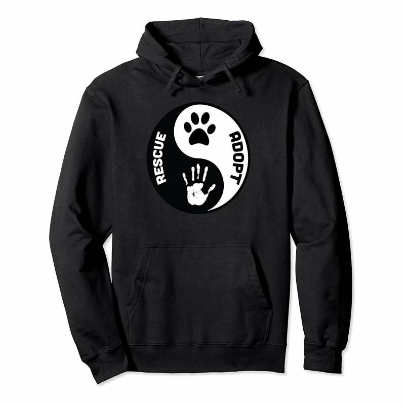 Adopt And Rescue Yin Yang Funny Animal Awareness Humor Gift Pullover Hoodie