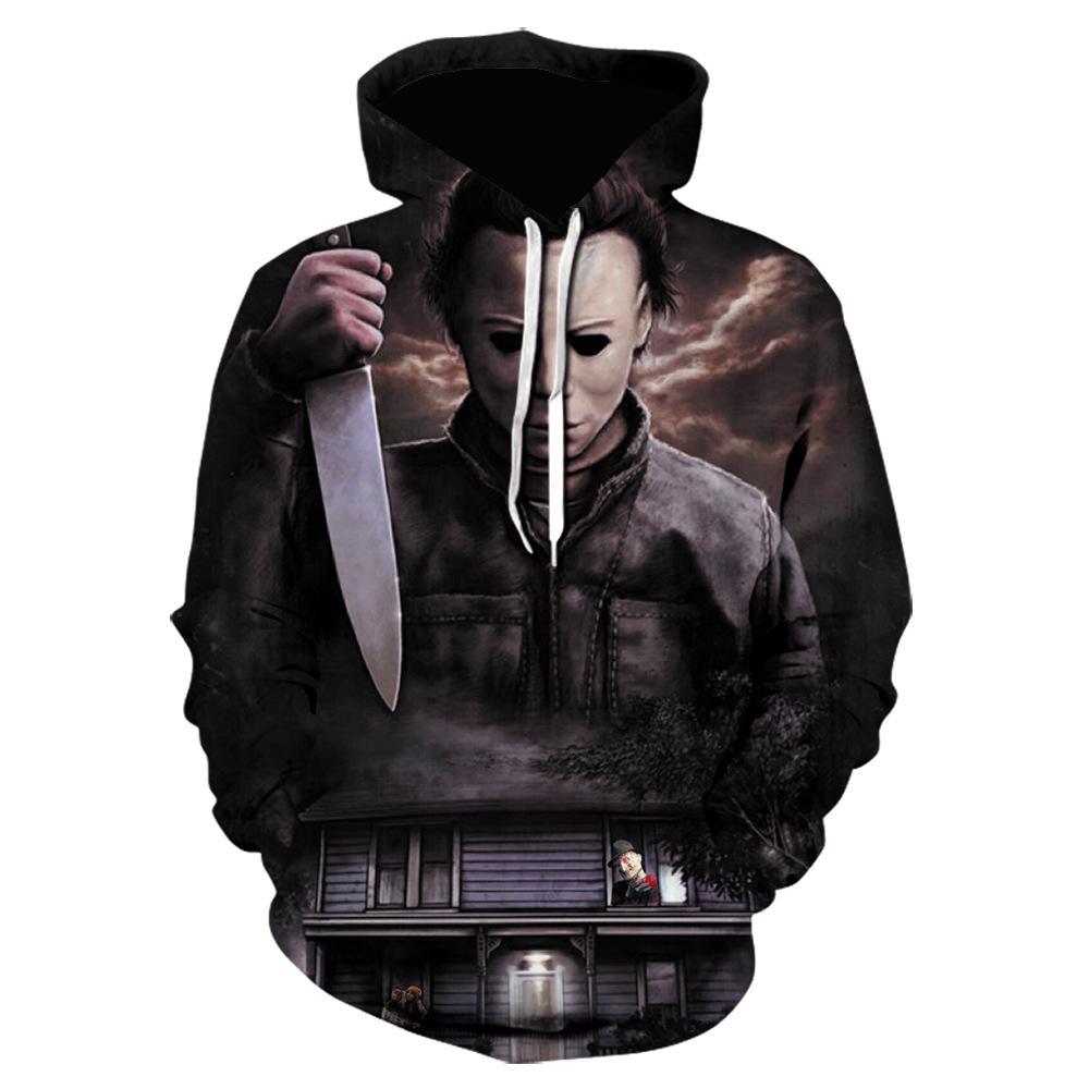 Halloween Kills Michael Myers Hoodie Long Sleeve Pullover Hooded Sweatshirt Outdoor Sport Wear