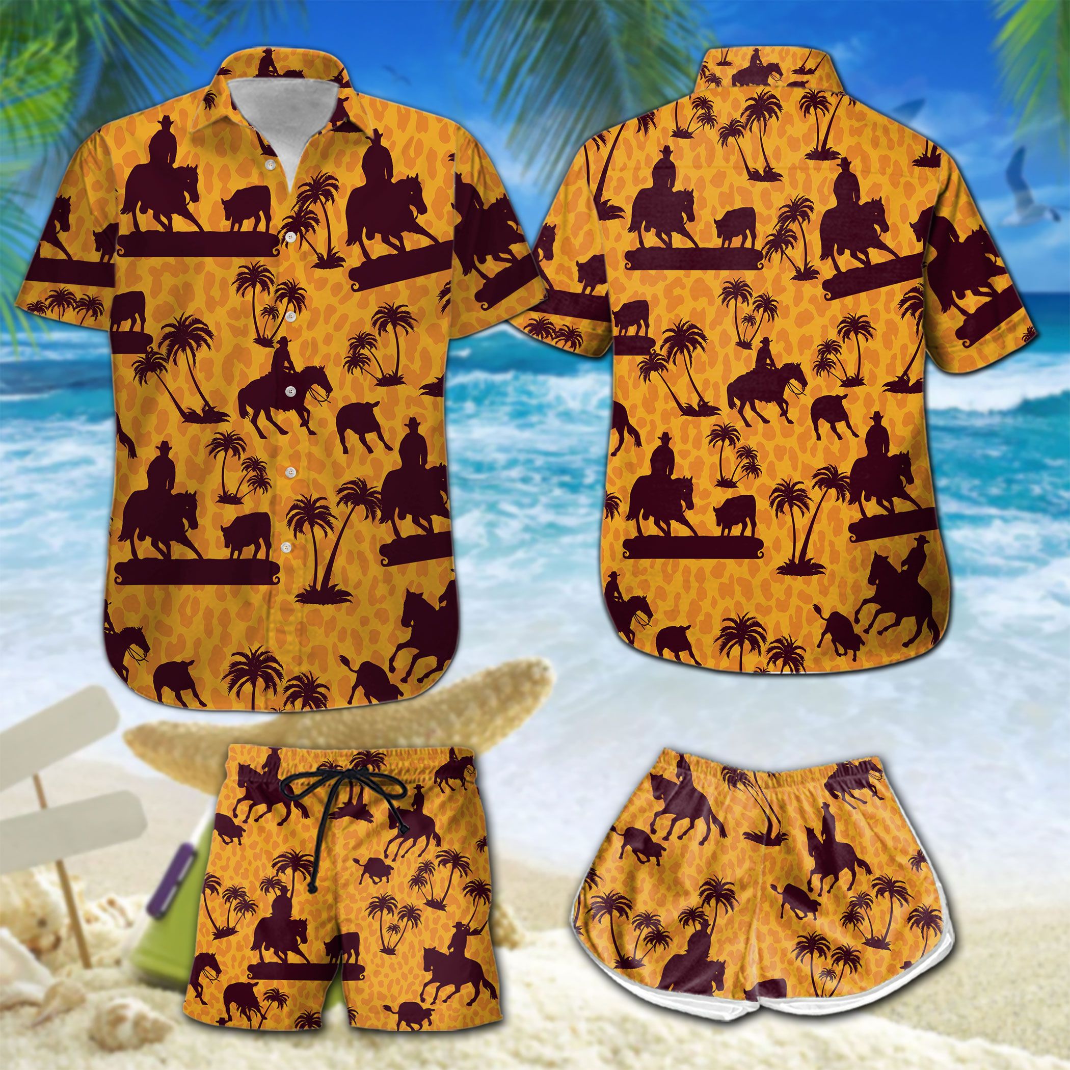 Cutting Horse Orange Hawaii Set Summer Holiday Ha21453