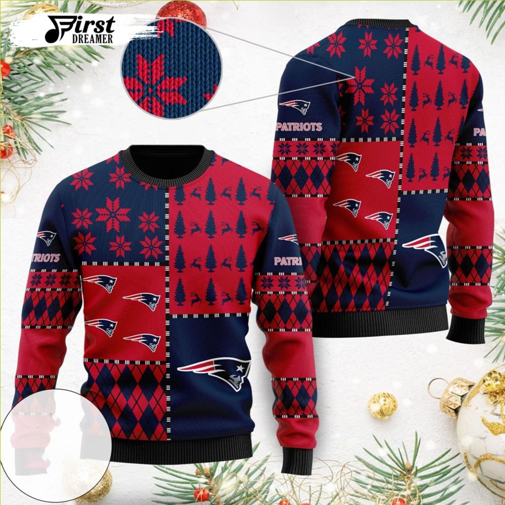 New England Patriots Gift For Fan Ugly Wool Sweater Christmas Holiday Party Patriots Fans