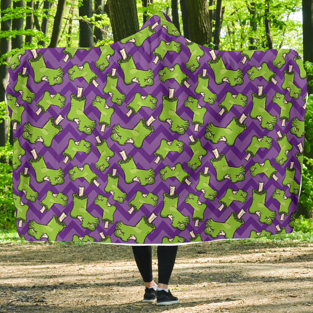 Zombie Foot Design Pattern Print Hooded Blanket