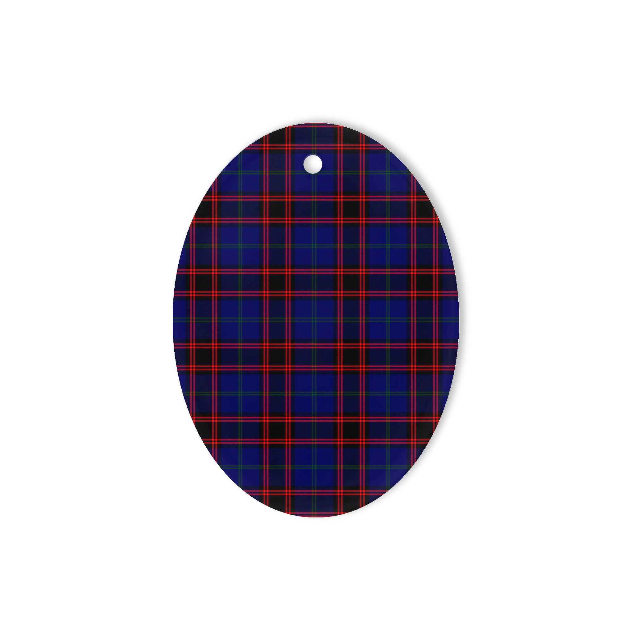 Wedderburn Tartan Oval Ornaments, Christmas Tree Ornament, Plaid Christmas Ornaments, Ceramic Oval Christmas Tree Decoration