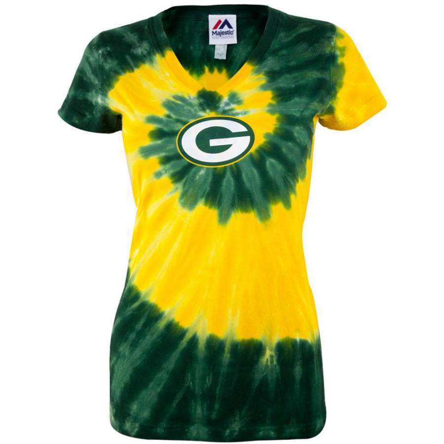 Green Bay Packers – Logo Spiral Juniors V-Neck T-Shirt