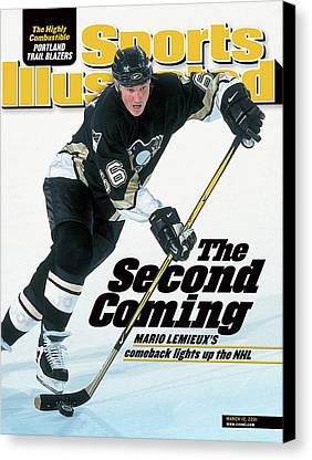 The Second Coming Mario Lemieuxs Comeback Lights Up The March 12 2001 Sports Illustrated Cover Canvas Print