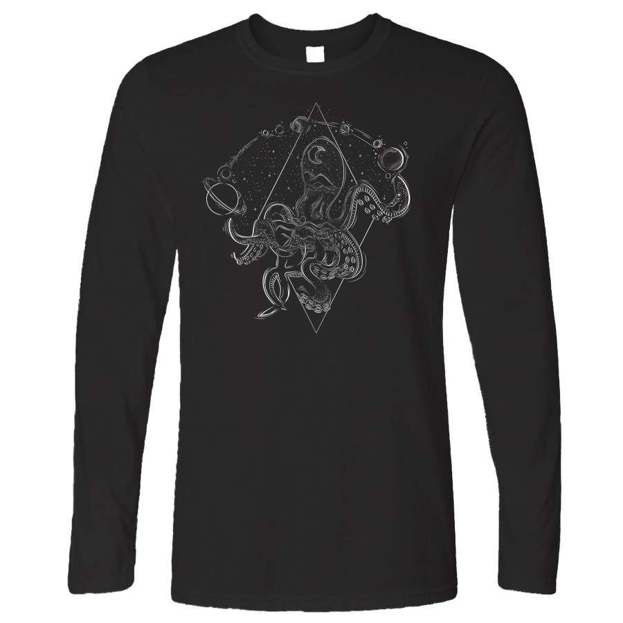 Funky Space Long Sleeve Omniscient Octopus T-Shirt