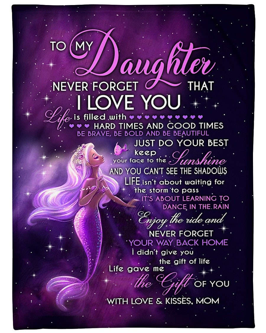 Personalized To My Daughter Love From Mom Mermaid| Sherpa Woven Blankets| Gifts For Daughter|Christmas Gifts