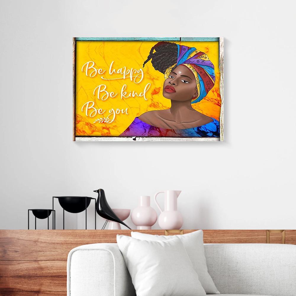 Canvas Art Prints Be Happy Be Kind Be You Black Women Canvas Wall Art Home Decor