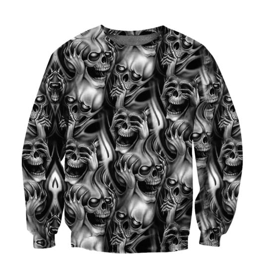 Wise Skull Crewneck Sweatshirt All Over Print Sweatshirt For Women Sweatshirt For Men Sws1051