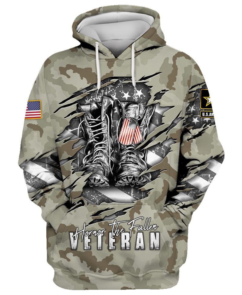 Us Army Veteran Boots Scratch – Honor The Fallen Camo Hoodie 3D