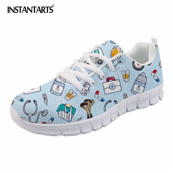 Flat Shoes Cute Cartoon Nurses Printed Sneakers