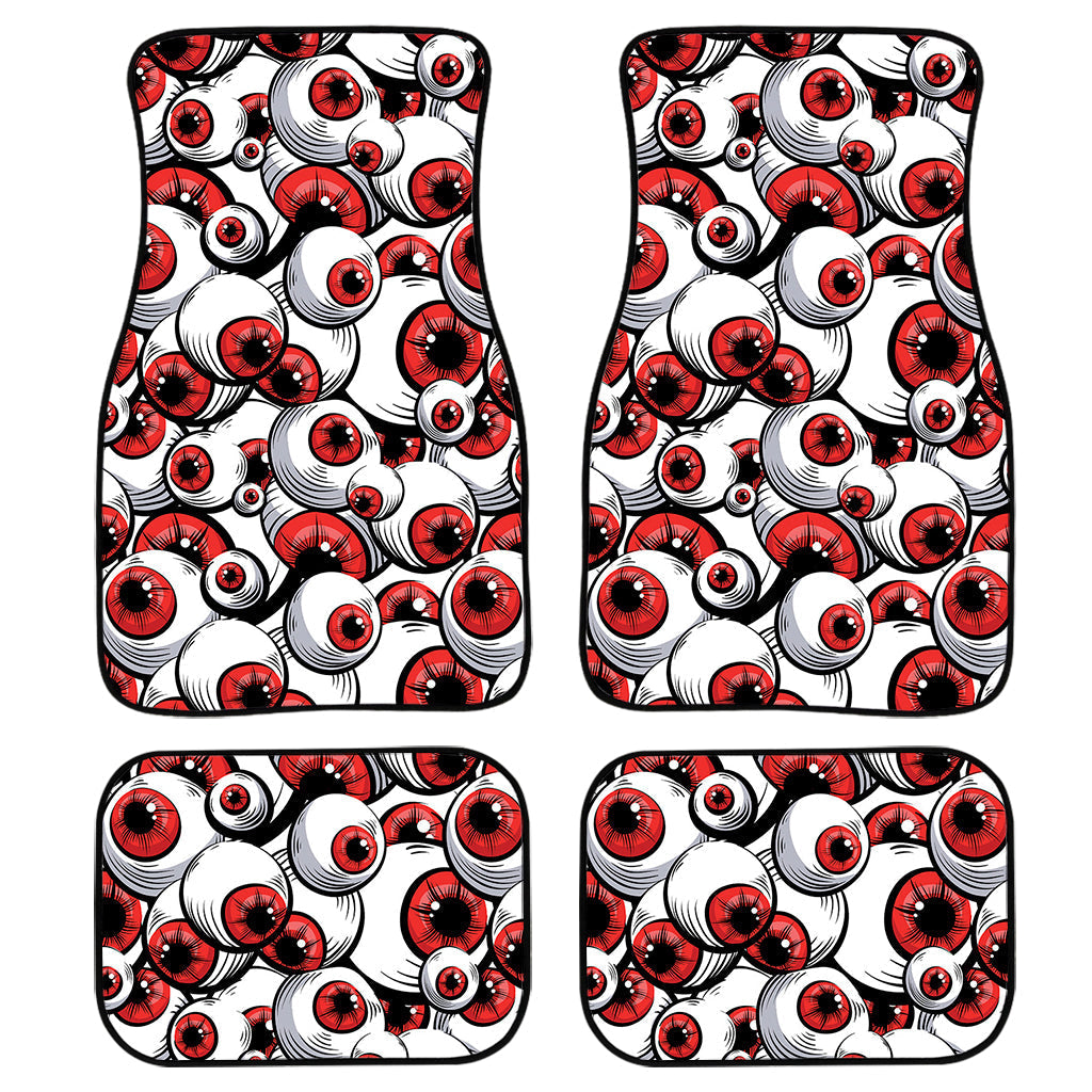 Scary Red Eyeball Pattern Print Front And Back Car Floor Mats, Front Car Mat