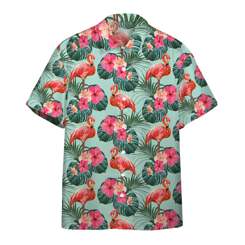 Gearhumans Flamingo Beautiful Summer Floral Custom Hawaiian Shirt Ha46481