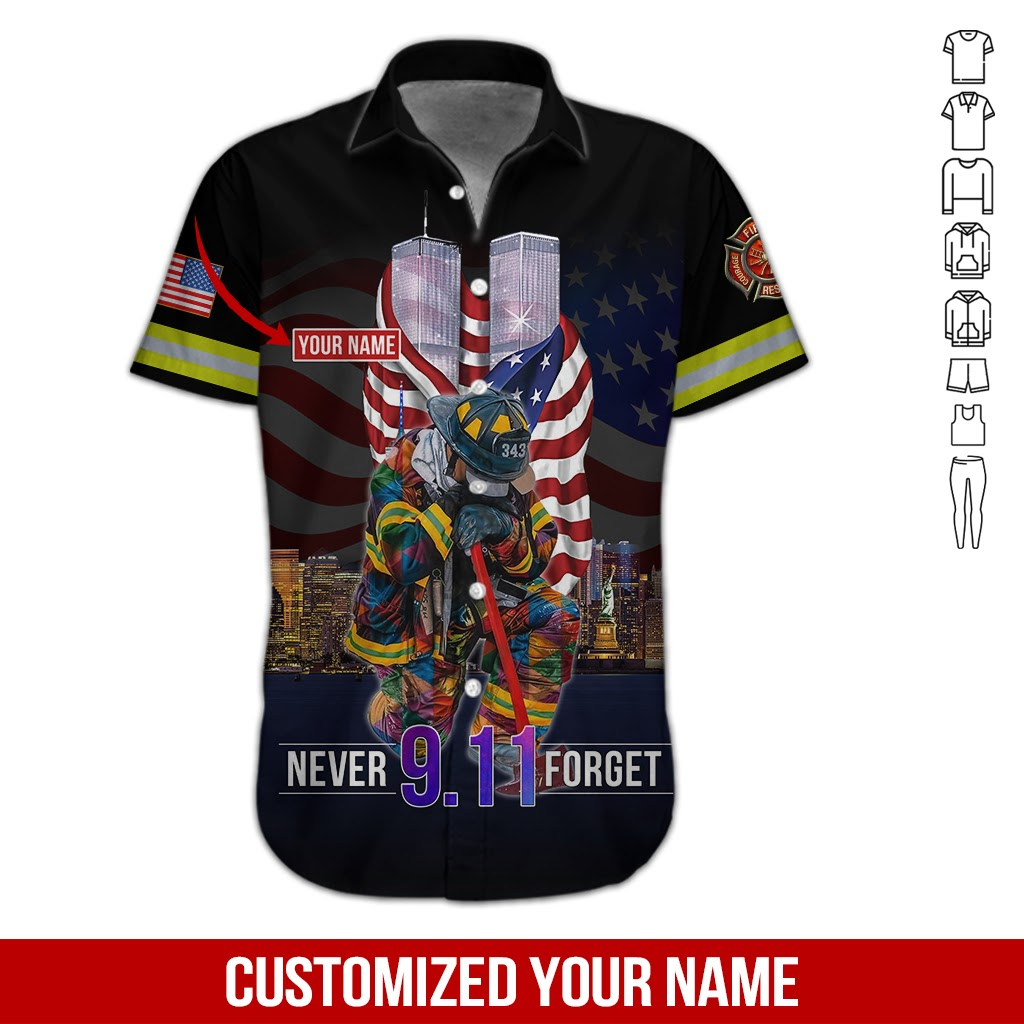 Firefighter Never Forget Custom Name Hawaii Shirt For Men Women Adult Ha94756