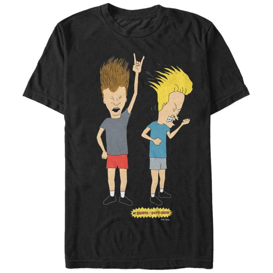 Beavis and Butt-Head Men’s Head Banging Rockers  T Shirt Black S