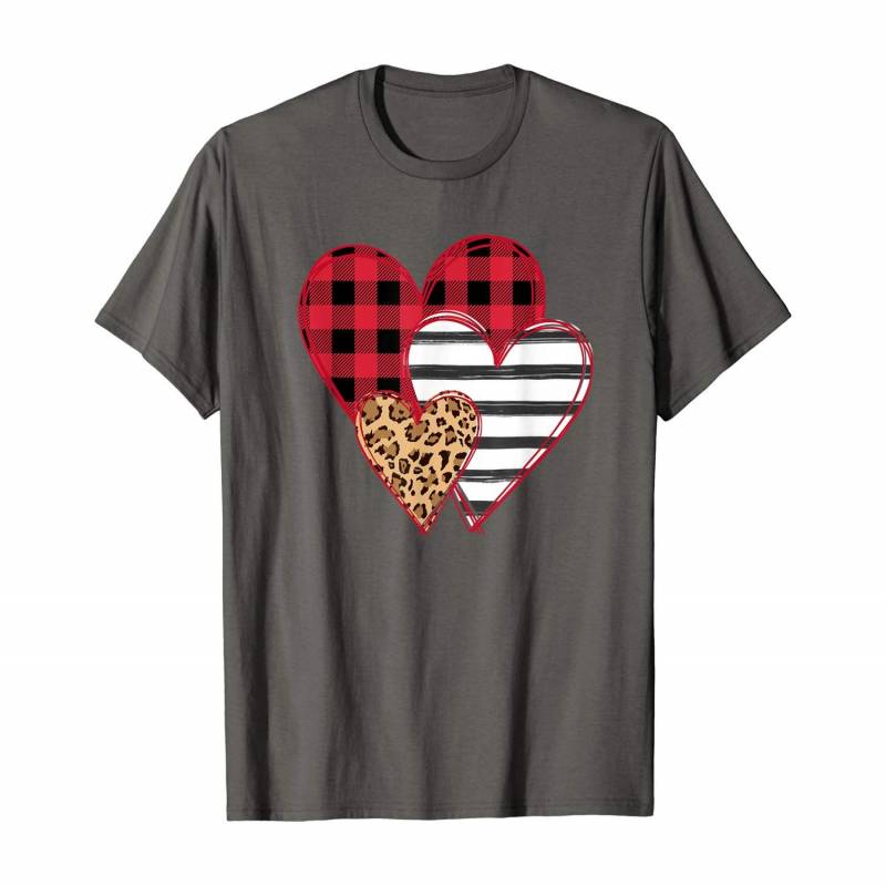 Striped Plaid Leopard Printed Splicing Heart Valentine’s Day T-shirt