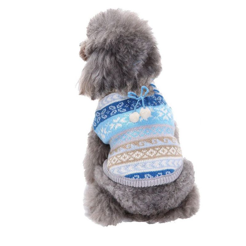 Winter Funny Pet Warm Cardigan Stretch Costume Cat Dog Clothes Strip Printed Knit Sweater For Small Large Bichon Pomeranian alx