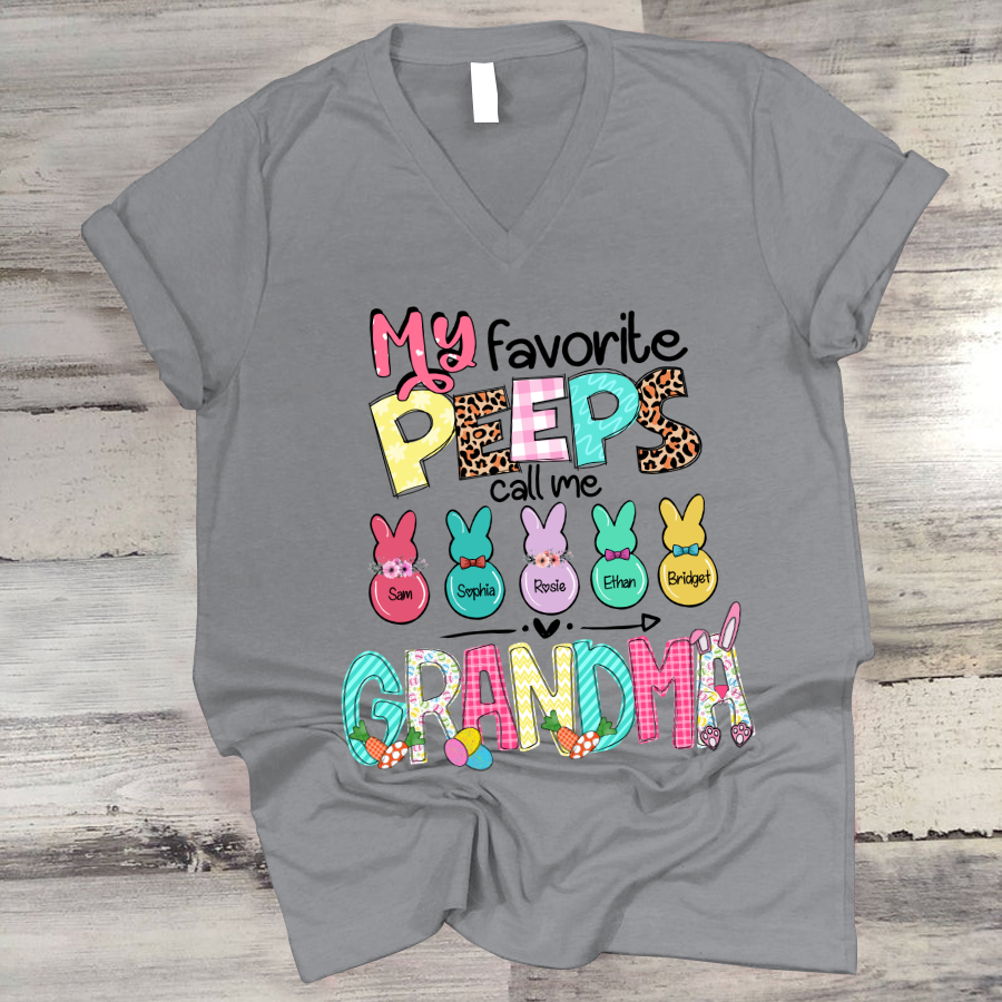 My Favorite Peeps Call Me Grandma Easter Art V-Neck