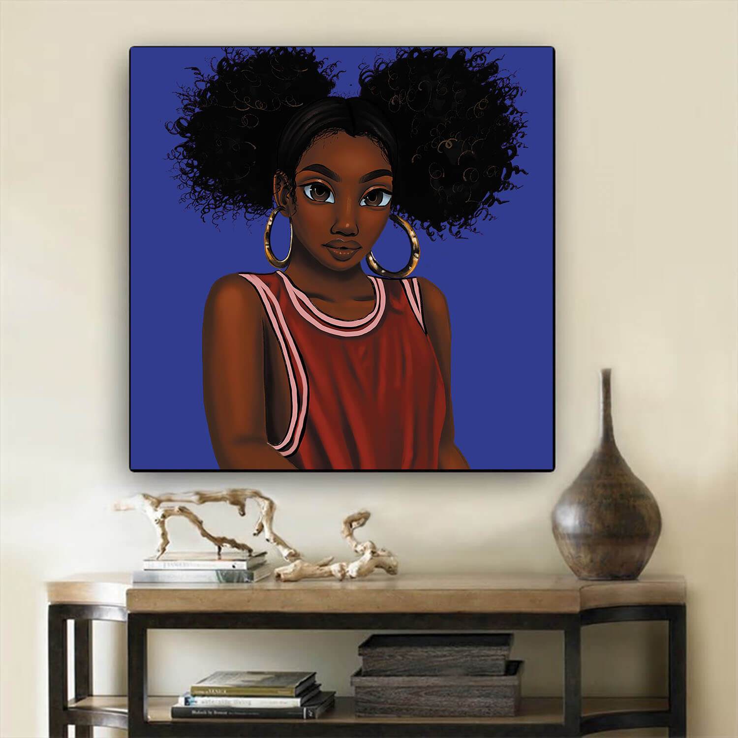 African Canvas Art Cute Black Afro Girls African American Prints Afrocentric Home Decor BPS48948