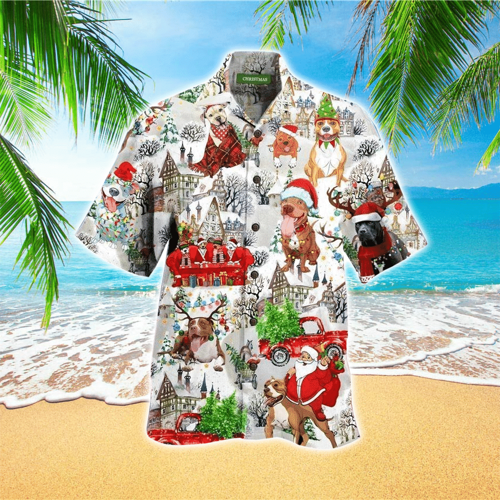 Beach Christmas Pitbull Hawaii Shirt Aloha Ha49577