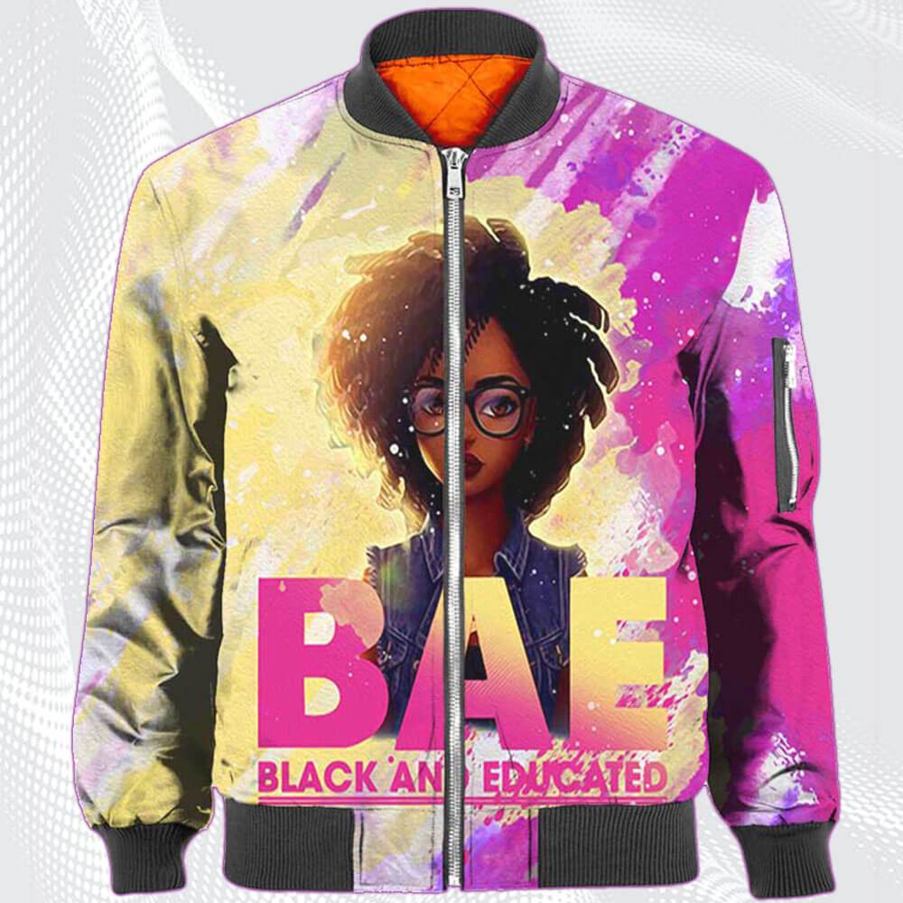 African American Hoodies Cute Black Afro Lady Black Educate All Over Print Womens Hooded Sweatshirt African Clothing For