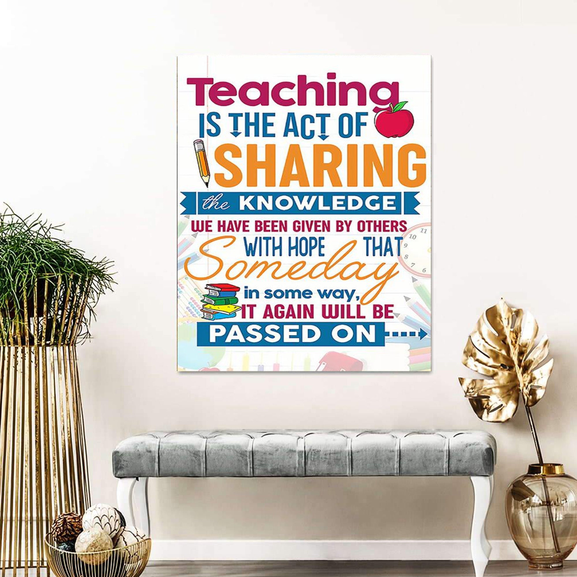 Teacher Poster – Teaching Is The Act Of Sharing The Knowledge Wall Art