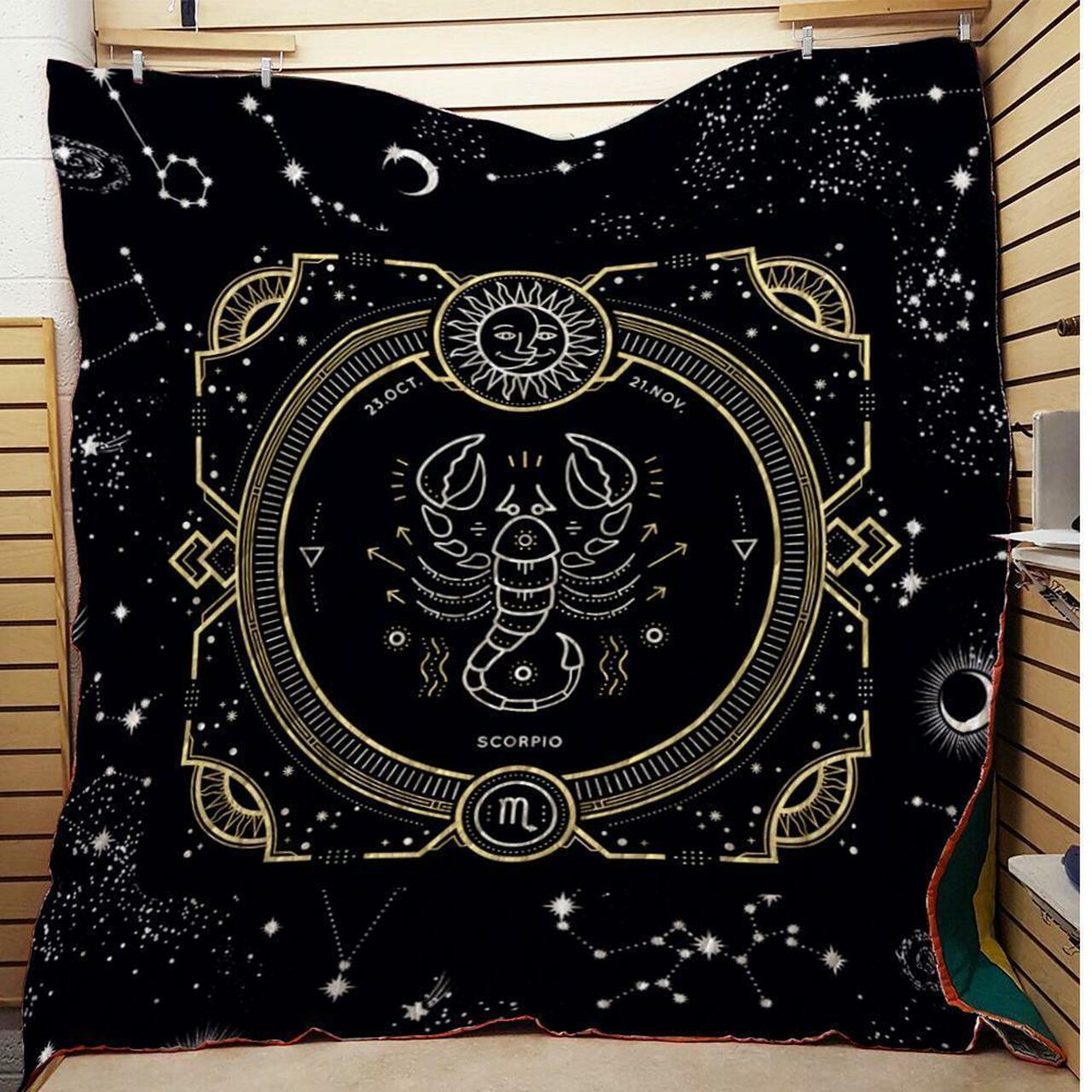 Scorpion Zodiac Sign Label Customize Quilt Blanket Fleece/Sherpa Blanket