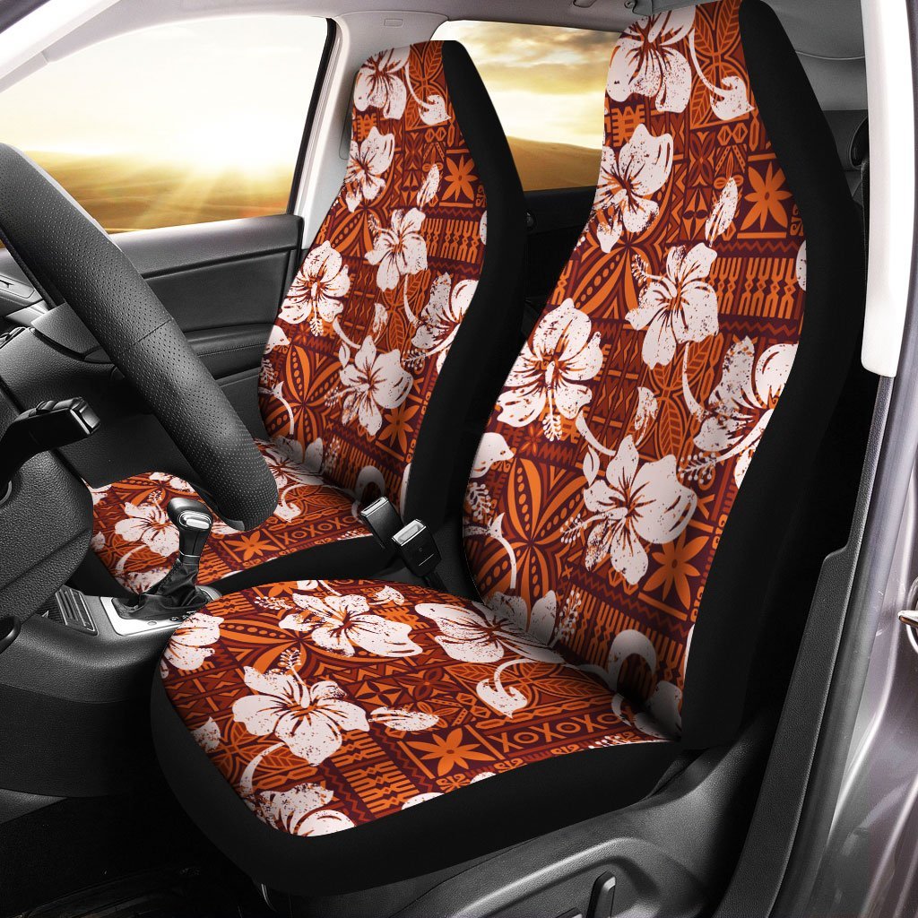 Polynesian Car Seat Cover – Tribal Vintage Hibiscus Flowers – BN20