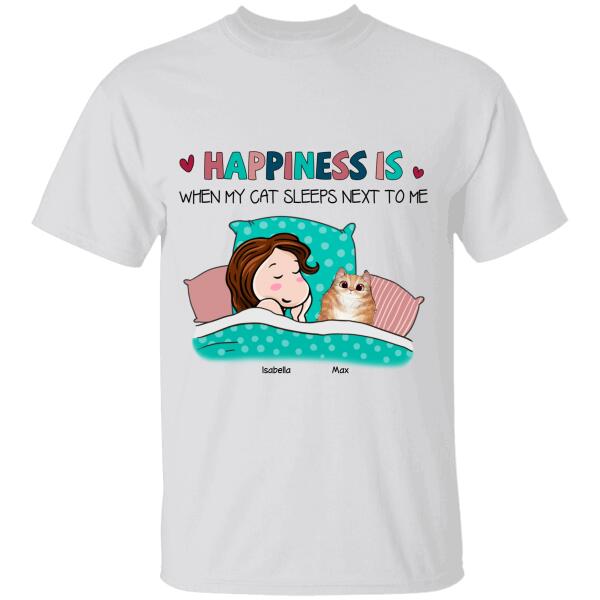 Happiness Is When My Cat Sleeps Next To Me Personalized T-Shirt Ts-Nb929