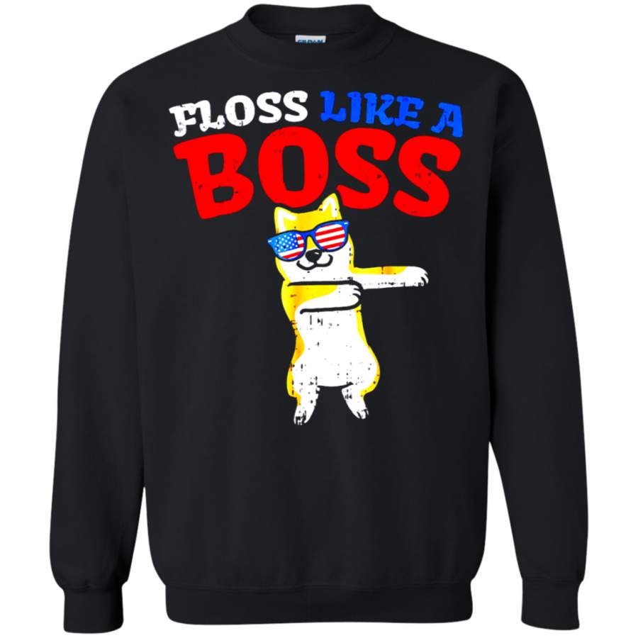 AGR Floss Like A Boss Dance Shiba Inu Flossing Dog Boys Sweatshirt