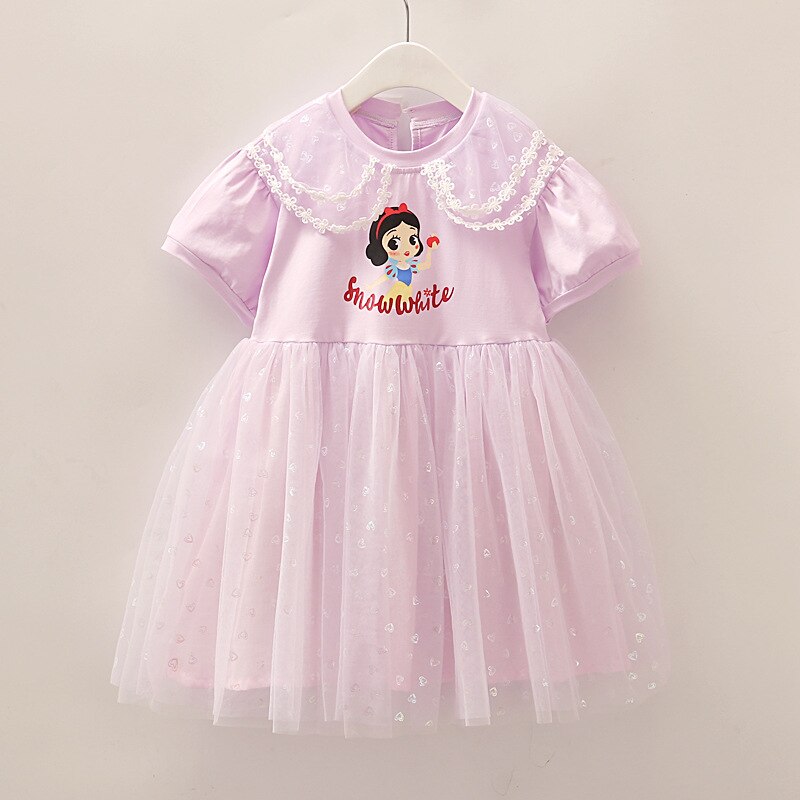 Summer Girls Short Sleeve Dress Snow White Princess Net Gauze Dresses Middle Small Children Foreign Flavor Puffy Casual Clothing alx