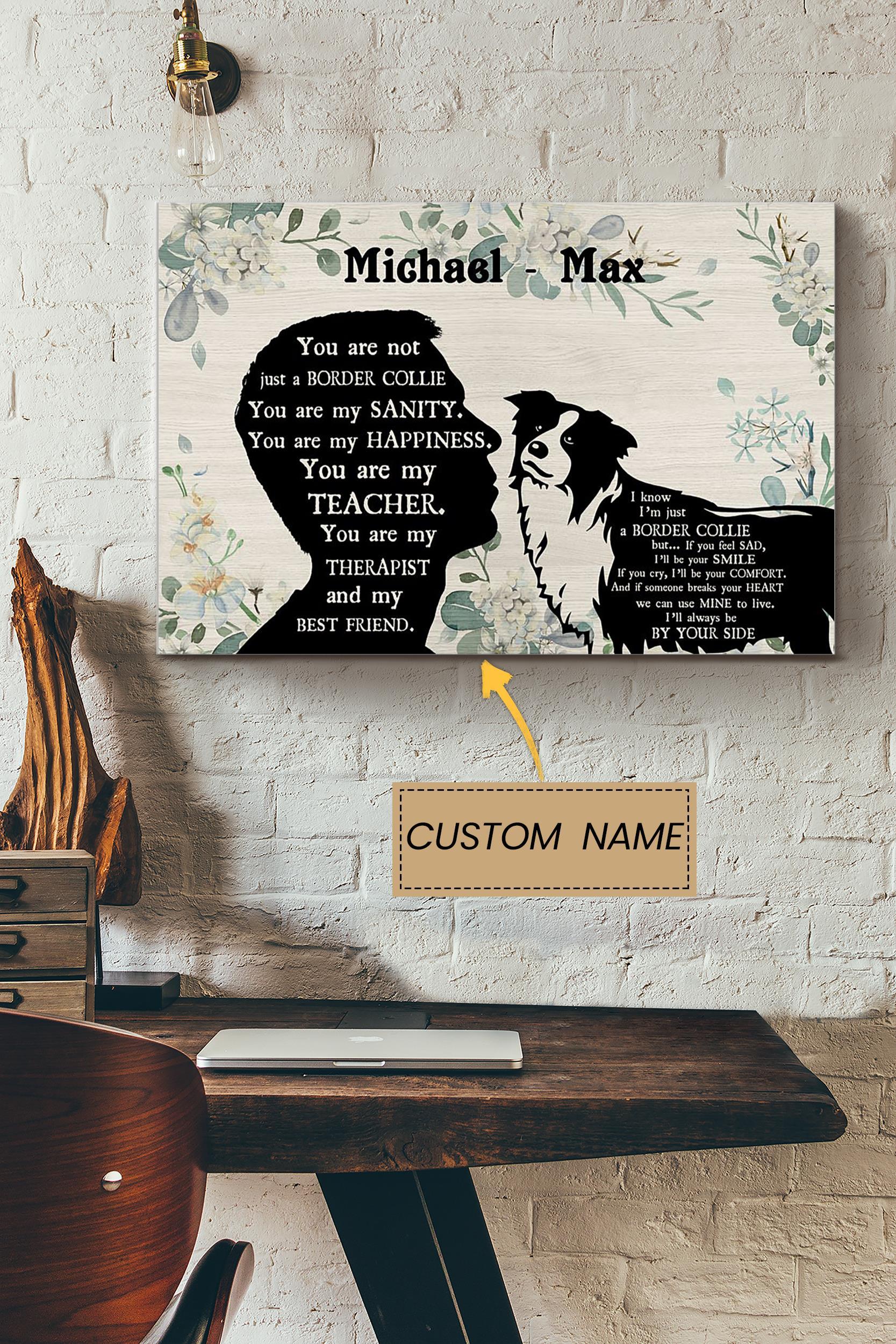 Border Collie Boy Therapist Best Friend Personalized Poster – Animal Wall Art – Gift For Dog Lover Dog Foster Puppy Fan Poster