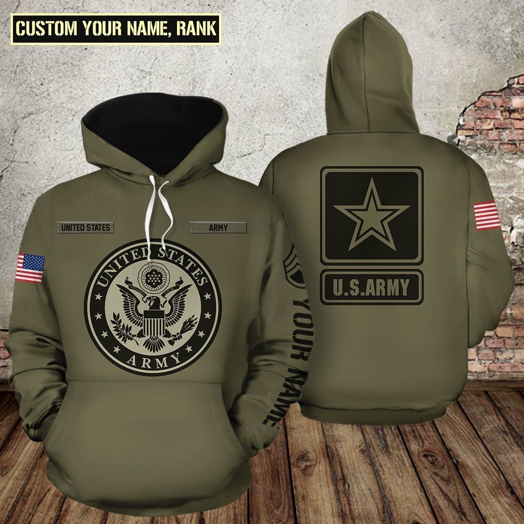 U.S ARMY 3D HOODIE – CUSTOMIZED NAME & RANKS PA