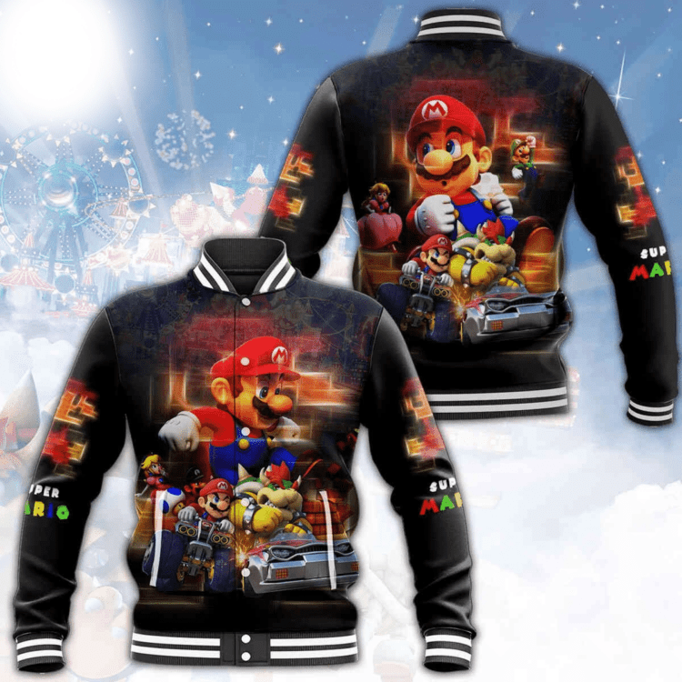 Super Mario ,Super Mario Lucky Game 371 Gift Lover Baseball Jacket