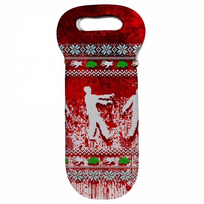 Ugly Christmas Sweater Bloody Zombie Attack Survivor Wine Tote Bag