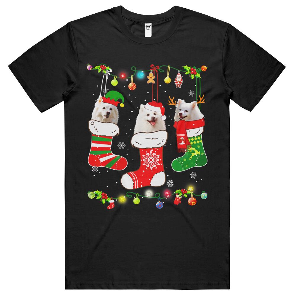 American Eskimo Christmas Lights Funny Puppy Xmas Dog Lover T Shirts