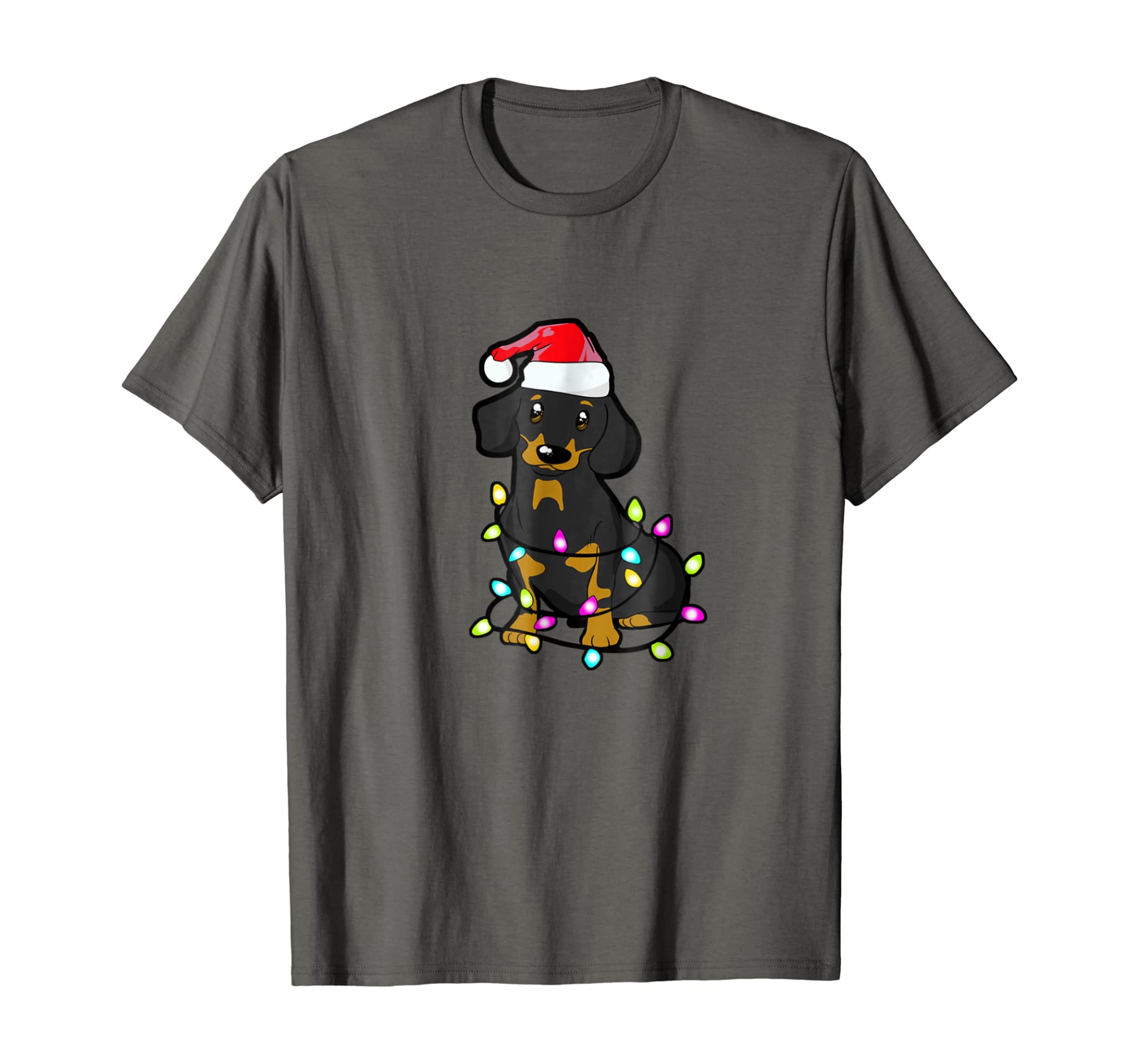 Dachshund Christmas Tshirt Weenie dog lights gift