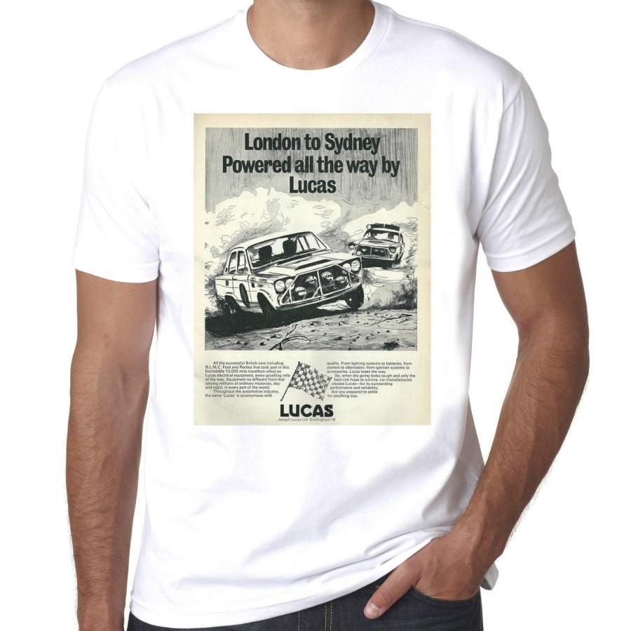 London Sydney Marathon Rally Vintage Retro Lucas Spot Lights Men T Shirt Men Shirts T Shirts Fashion Casual Tee Tops Short Sleeve Tees Clothing