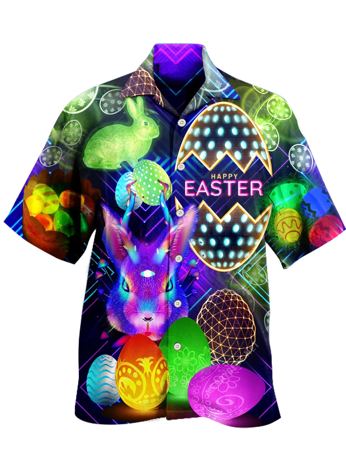 Casual Easter Animal Print Hawaii Unisex Aloha Short Sleeve Shirt Ha782