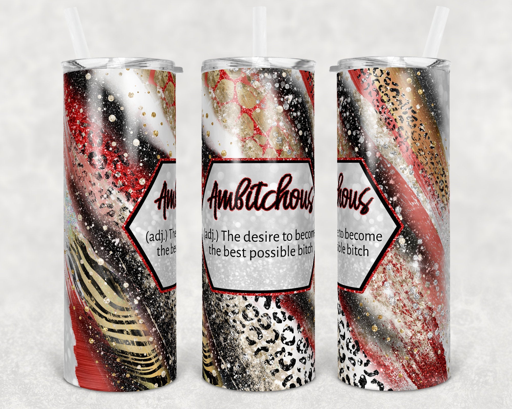 Agate Milky Way Sassy Ambitchous Safari Animal Skinny Tumbler