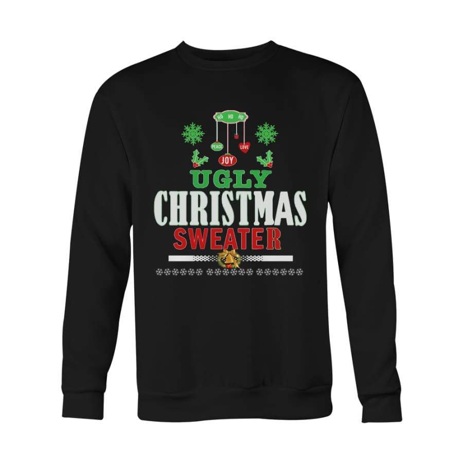 Ugly Christmas Sweater – Love, Joy, Peace Unisex Holiday Special Sweatshirt (3 colors)