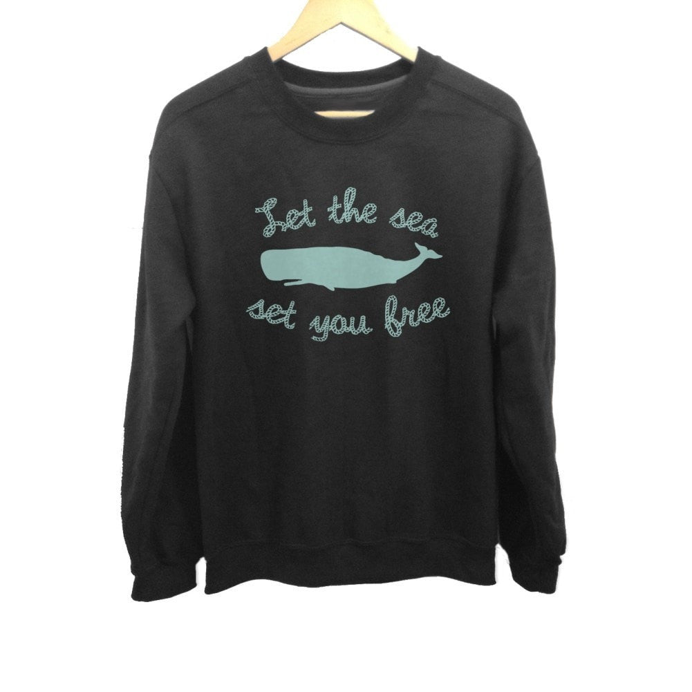 Unisex Let The Sea Set You Free Sweatshirt Whale Sweatshirt