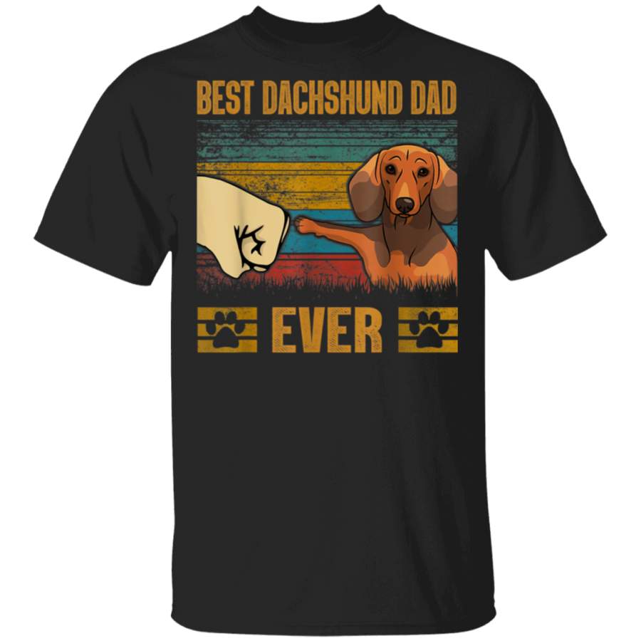 Mens Retro Vintage Best Dachshund Dad Ever Funny Fathers Day TShirt