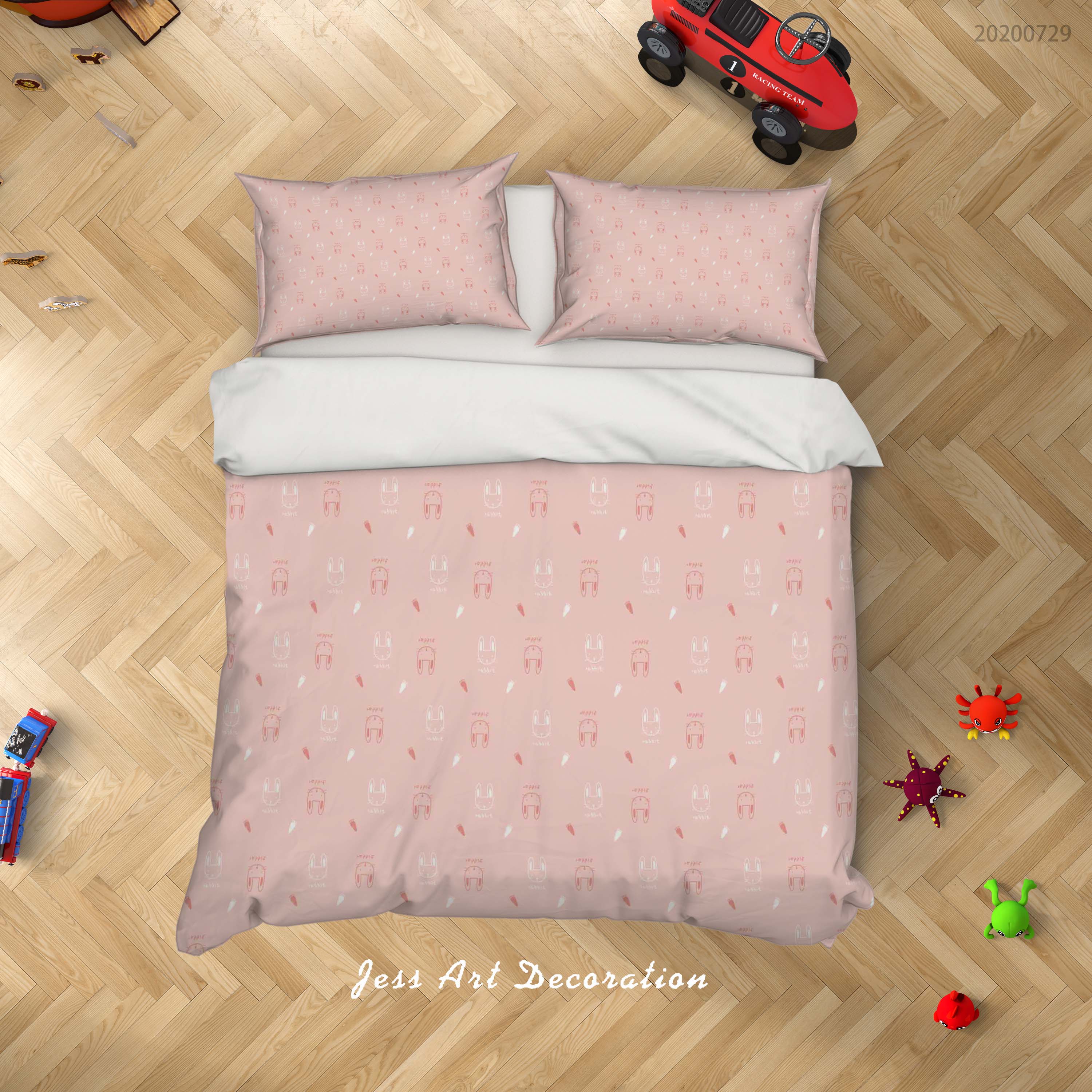 3D Cartoon Pink Animal Quilt Cover Set Bedding Set Duvet Cover Pillowcases Lxl 137